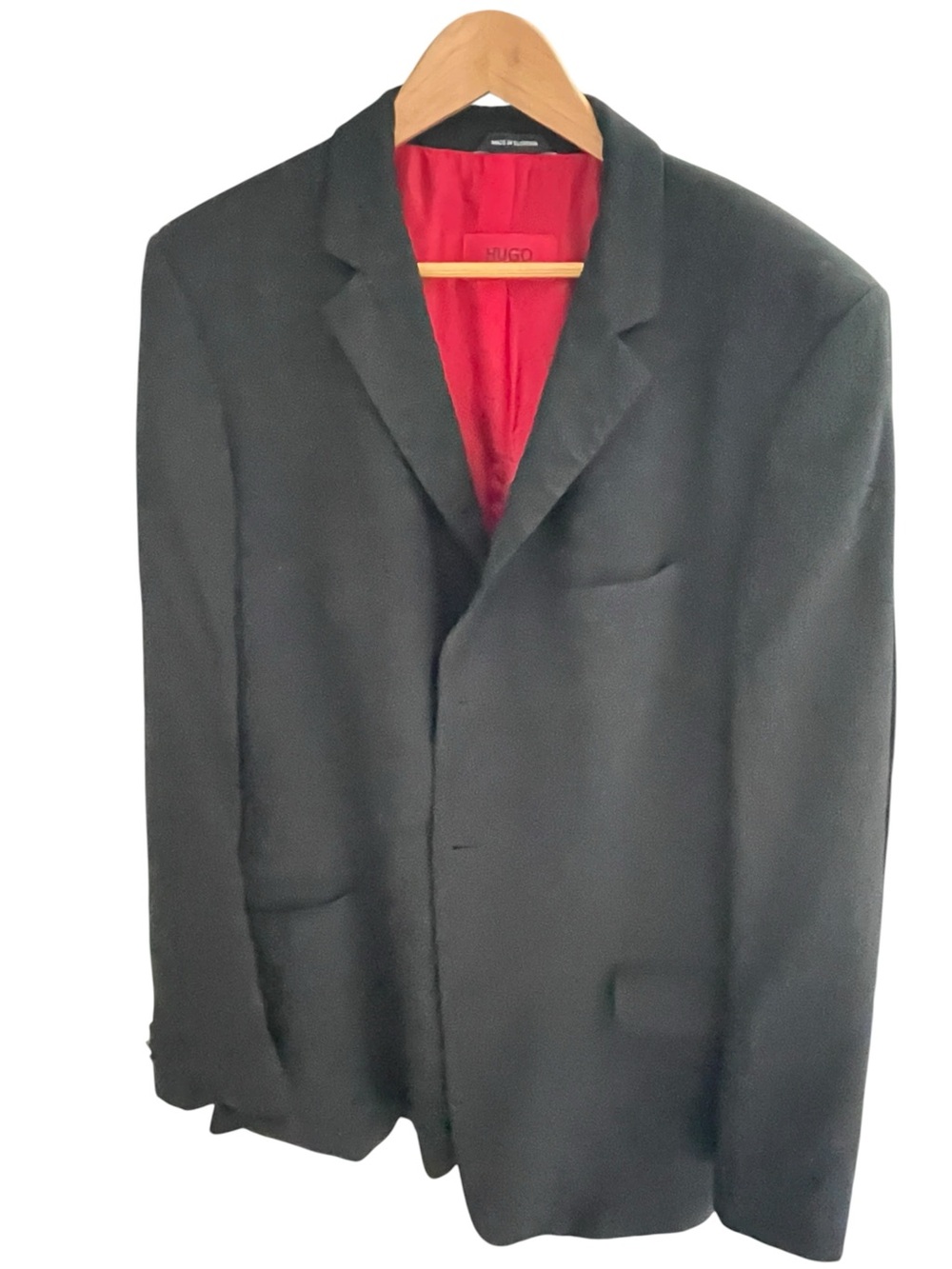 HUGO Black Men's Blazer with Red Interior